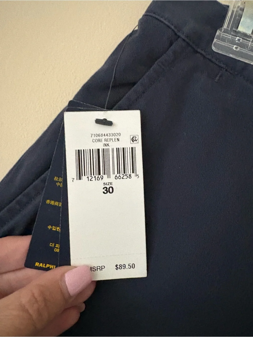 Polo by Ralph Lauren Men's Navy Flat-Front Chino Shorts Sz.30 New